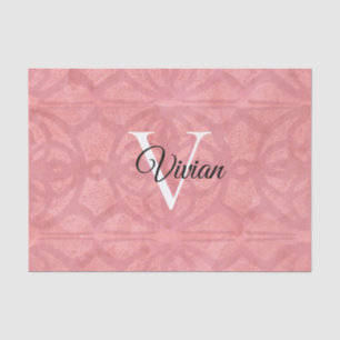 Ruddy Pink Waterverf Monogram Naam Tissuepapier