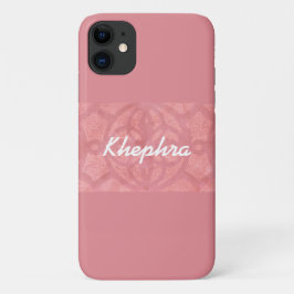 Ruddy roze batik en Blue Waterverf Name Case-Mate iPhone Case