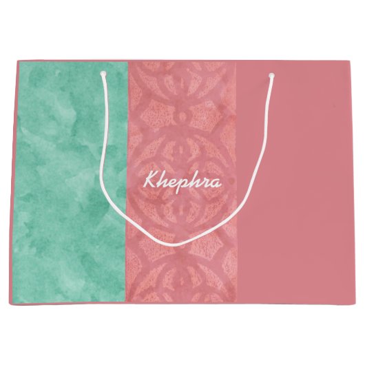 Ruddy roze batik en Blue Waterverf Name Groot Cadeauzakje (Voorkant)