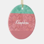 Ruddy roze batik en Blue Waterverf Name Keramisch Ornament (Rechts)