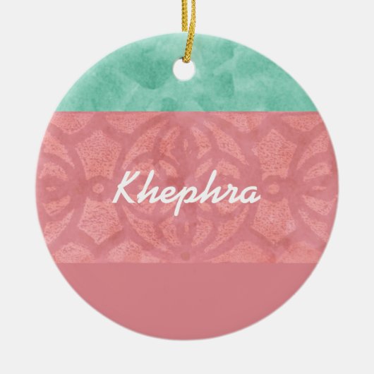 Ruddy roze batik en Blue Waterverf Name Keramisch Ornament (Voorkant)