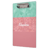 Ruddy roze batik en Blue Waterverf Name Klembord (Links)