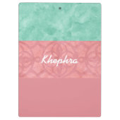 Ruddy roze batik en Blue Waterverf Name Klembord (Achterkant)