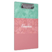 Ruddy roze batik en Blue Waterverf Name Klembord (Rechts)