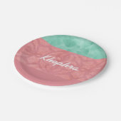 Ruddy roze batik en Blue Waterverf Name Papieren Bordje (Gekanteld)