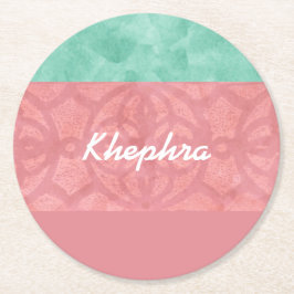 Ruddy roze batik en Blue Waterverf Name Ronde Kartonnen Onderzetter