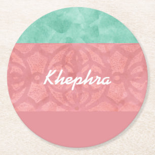 Ruddy roze batik en Blue Waterverf Name Ronde Kartonnen Onderzetter