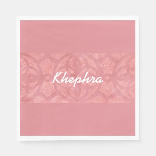 Ruddy roze batik en Blue Waterverf Name Servet (Voorkant)