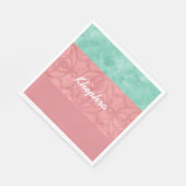 Ruddy roze batik en Blue Waterverf Name Servet (Hoek)