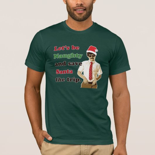 Rude 70's Mustache Santa Man T-shirt (Voorkant)
