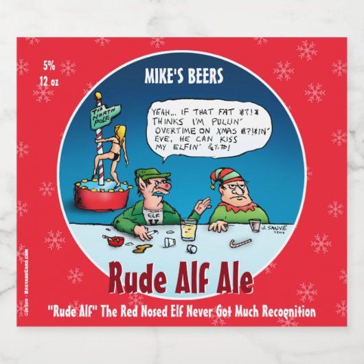 RUDE ALF - Funny Custom Winter Beer Labels Bier Etiket (Enkel label)