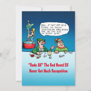 Rude Alf Funny Elf Flat Christmas Kaart