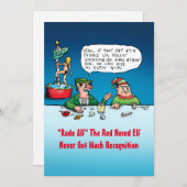 Rude Alf Funny Elf Flat Christmas Kaart (Voorkant / Achterkant)
