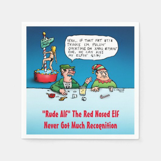 Rude Alf Funny Elf kerstthema Servet (Voorkant)