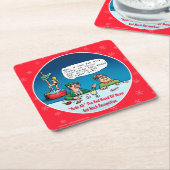 Rude Alf Funny KerstElf Kartonnen Onderzetters (Schuin)