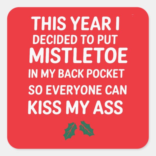 Rude Christmas Funny Noel Hilarische Kerstboom Vierkante Sticker (Voorkant)