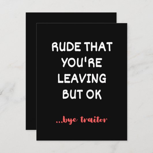 Rude dat je weggaat, goed lullig vinden beter save the date (Voorkant / Achterkant)