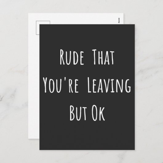 Rude dat je weggaat, maar oké, grappige nieuwe baa feestdagenkaart (Voorkant / Achterkant)