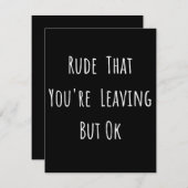 Rude dat je weggaat, maar oké, grappige nieuwe baa save the date (Voorkant / Achterkant)