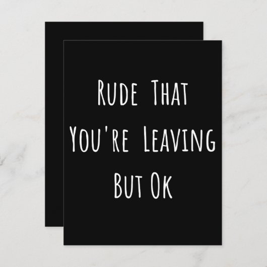 Rude dat je weggaat, maar oké, grappige nieuwe baa save the date (Voorkant / Achterkant)