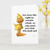Rude Duck Funny Wenskaart Kaart (Gele Bloem)