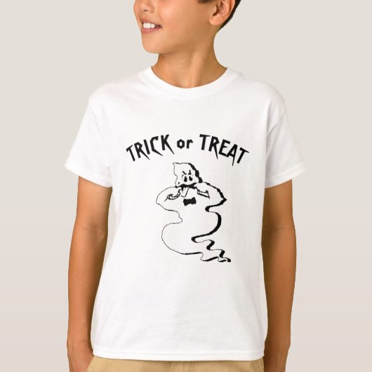 Rude Ghost - Trick or treat en Happy Halloween T-shirt (Voorkant)