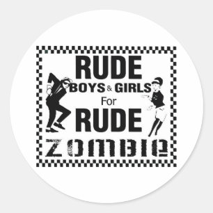 Rude jongens en meisjes voor rude zombie ronde sticker