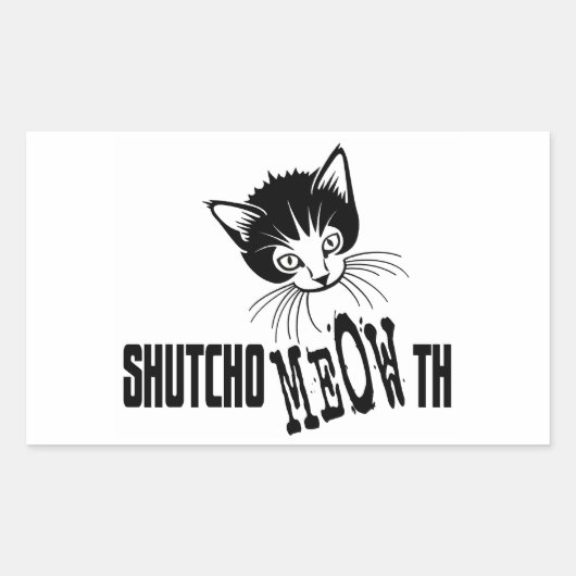 Rude Kat - Hou je mond Rechthoekige Sticker (Voorkant)