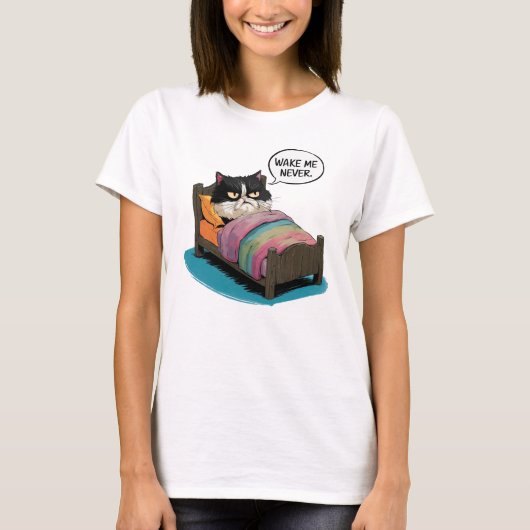Rude Morning Cat T-shirt (Voorkant)