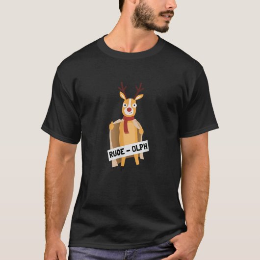 Rude Olph Funny Reindeer Christmas T-shirt (Voorkant)