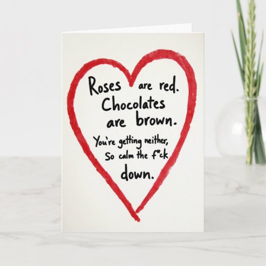 Rude Roses Are Red Calm Down Card Kaart (Voorkant)