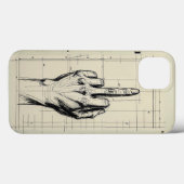 Rude Sketch Blueprint Middelvinger Hand Case-Mate iPhone Case (Achterkant (horizontaal))