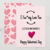 Rude Valentijnsdag Kaart, ik hou van je Feestdagenkaart (Voorkant / Achterkant)