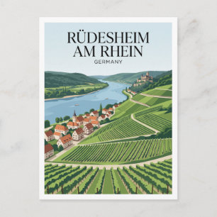 Rüdesheim am Rhein Wijngaarden Duitsland Reis Cade Briefkaart