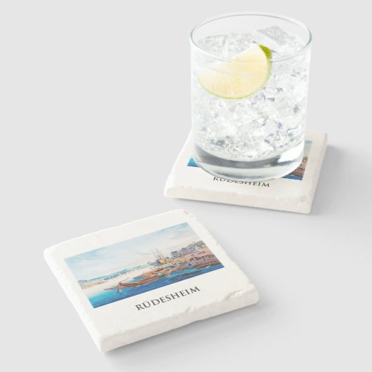 Rüdesheim, Duitsland 01B Stenen Onderzetter (Zijkant)