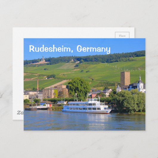 Rudesheim, Duitsland: kruisboot Briefkaart (Voorkant / Achterkant)