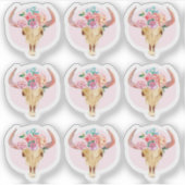 Rudimentair Boheem Schedel van een Koe Waterverf P Sticker (Voorkant)