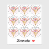 Rudimentair Boheem Schedel van een Koe Waterverf P Sticker (Vel)