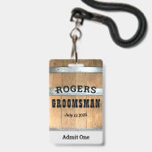 Rudimentair gepersonaliseerde bruidsjonker whiskey badge (Voorzijde met lanyard)