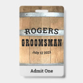 Rudimentair gepersonaliseerde bruidsjonker whiskey badge (Achterkant)