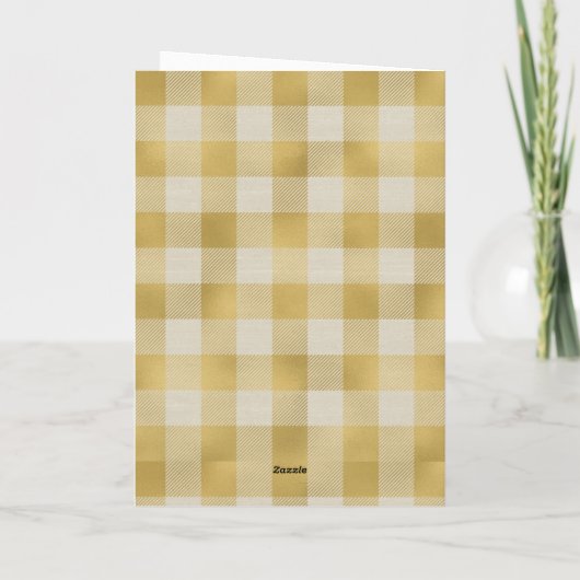 Rudimentair goud buffel geruit Kerstmis foto Feestdagen Kaart (Achterkant)