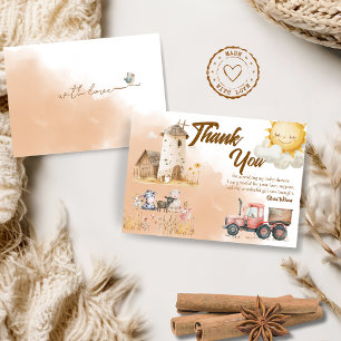 Rudimentaire boerderijdier babyshower dankkaart bedankkaart
