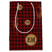 Rudimentaire Buffalo Plaid Herten Monogram ROOD Ge Medium Cadeauzakje (Voorkant)