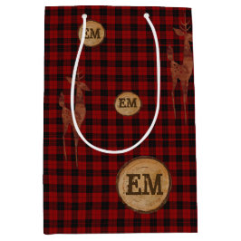 Rudimentaire Buffalo Plaid Herten Monogram ROOD Ge Medium Cadeauzakje