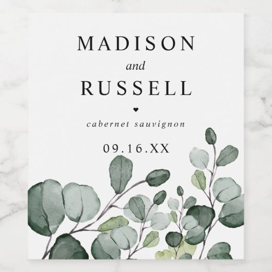 Rudimentaire Eucalyptus Persoonlijk Wijn Etiket (Enkel label)
