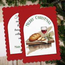 Rudimentaire Illustratie Brood & Rode Wijn Kerstka
