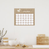 Rudimentaire kalfjes babyshower datum kalender pos poster (Keuken)