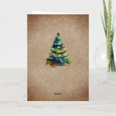 Rudimentaire kerstboom-sneeuwvlokken in waterverf feestdagen kaart (Achterkant)