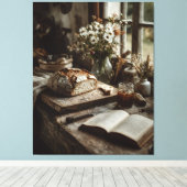 Rudimentaire Sourdough & Wilde Bloemen Canvas Afdruk (Insitu (Houten vloer))