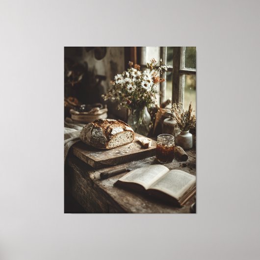 Rudimentaire Sourdough & Wilde Bloemen Canvas Afdruk (Voorkant)